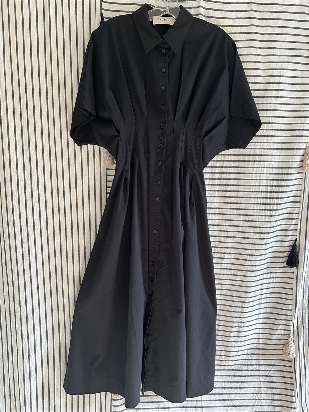 Anthropologie Black Button-Front Midi Dress